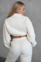 TIC TOC  Cream cropped pullover sweater for women, stylish and casual.