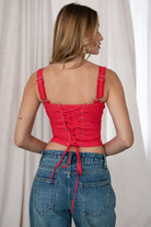 TIC TOC TILLA romantic red milkmaid corset top with adjustable lace straps