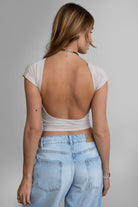 oatmeal open-back baby tee by TIC TOC for versatile styling