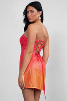 Lace-up back detail on the SPRITZ ombre sequin mini dress by TIC TOC