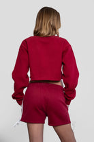 SUNNI casual straight-leg fleece shorts with pockets in burgundy