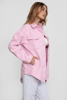 TIC TOC BIRKEN oversized faux wool shacket in blush with double pockets