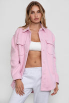 TIC TOC BIRKEN oversized faux wool shacket in blush with double pockets