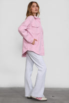 TIC TOC BIRKEN oversized faux wool shacket in blush with double pockets