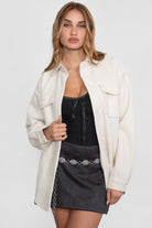 TIC TOC ecru shacket with collared neckline and oversized silhouette