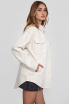 TIC TOC ecru shacket with collared neckline and oversized silhouette