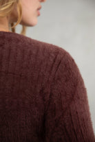 TIC TOC brown fuzzy cropped cardigan for a chic winter look