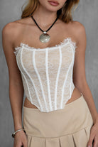 TIC TOC CHARLOT lace corset top with satin seam details and boned construction