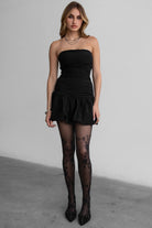 TIC TOC bubble mini dress in black with non-slip silicone bust detail