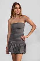 TIC TOC bubble mini dress in grey with non-slip silicone bust detail