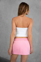 TIC TOC plush fleece mini skort with soft fluffy texture and stretch fit in pink