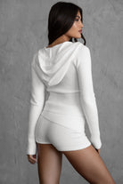 TIC TOC lounge set in white with ribbed cuffs and waist for a comfortable fit