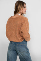 "Lightweight stretch marled cardigan in wheat multi color by Tic Toc