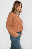 Cozy marled sweater knit cardigan with double front pockets by Tic Toc