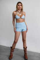 Chic PU leather embroidered short set from TIC TOC with a western vibe