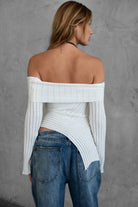 Chic ribbed long sleeve top by TIC TOC in sheer knit fabric for versatile styling