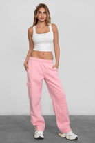 HANA straight-leg fleece sweatpants with adjustable waistband and six functional pockets by TIC TOC