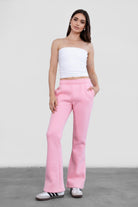 TIC TOC JIYA Essential Fleece Flare Sweat Pants in blush with mid-rise elastic waistband