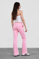 TIC TOC JIYA Essential Fleece Flare Sweat Pants in blush with mid-rise elastic waistband