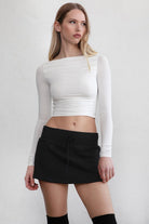 Casual stretch jersey long sleeve top by TIC TOC in white