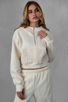 ROMEE Half Zip Hoodie by TIC TOC, cozy and casual with a relaxed fit and scuba neckline