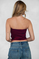 TIC TOC striped core basic strapless tube top with smooth stretch fabric