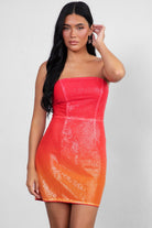 TIC TOC SPRITZ ombre sequin mini dress with strapless straight neckline in multi-color